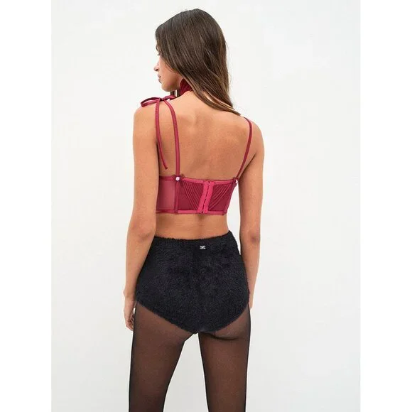 NWT For Love And Lemons Colette Bustier Burgundy size M - Picture 5 of 9